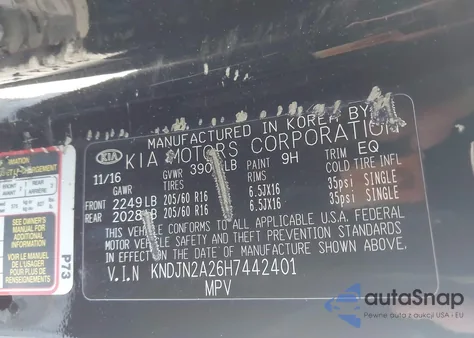 2017 Kia Soul из США, поврежденный, VIN KNDJN2A26H7442401